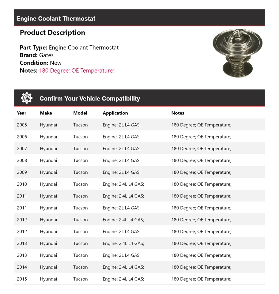 Puertas termostato refrigerante motor Hyundai Tucson 2005-2015 2006 2007 2008 2009 Foto 2 de 4