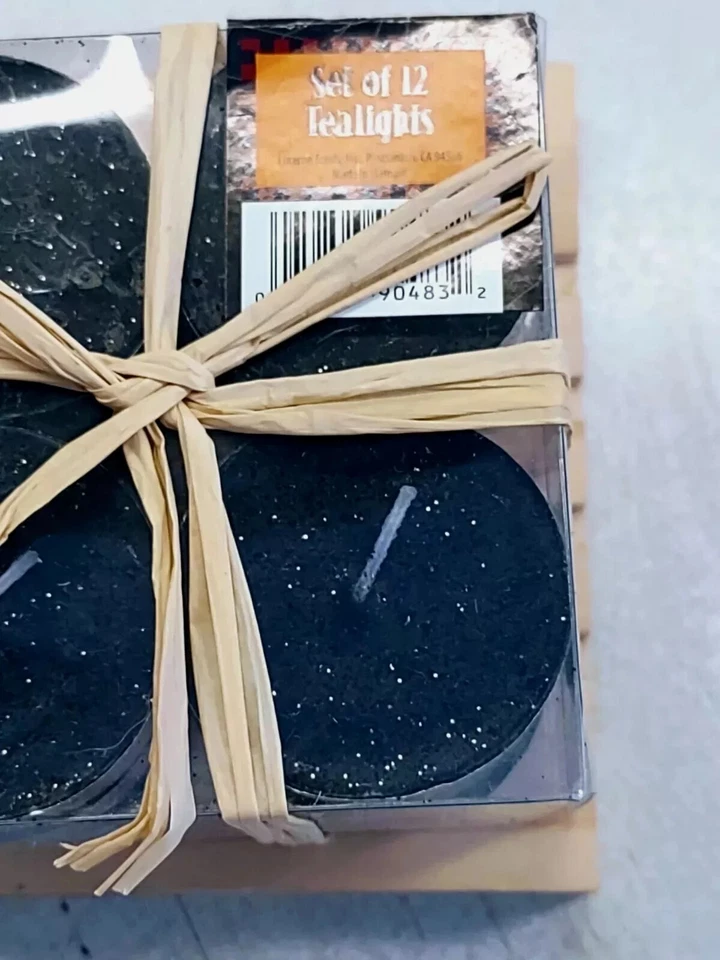 VELAS DE LUZ DE TÉ ESPELUZNANTE BRILLO COLOR NEGRO PAQUETE DE 12 Foto 2 de 4