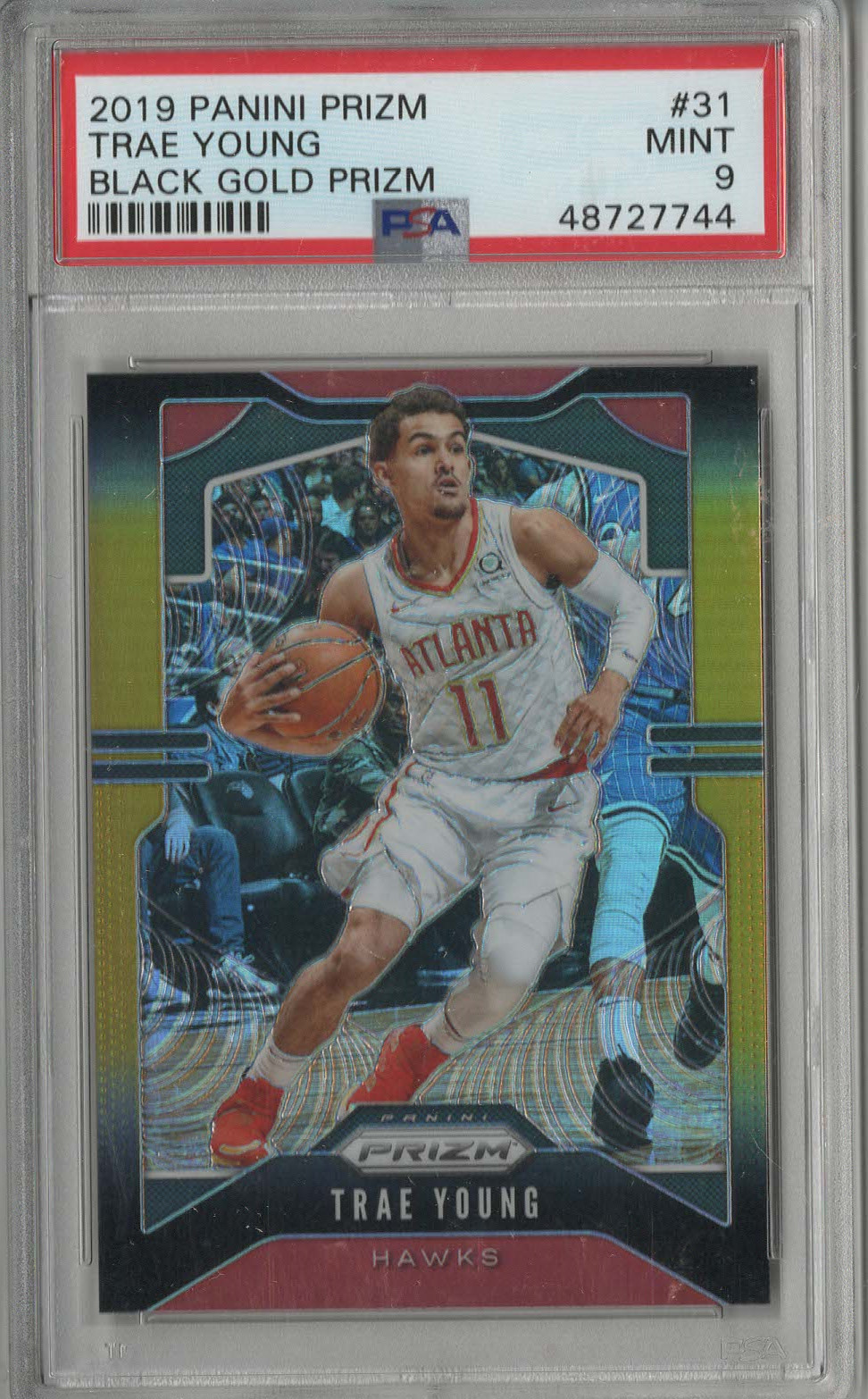 TRAE YOUNG 2019-20 PANINI PRIZM BLACK GOLD PRIZM #/5 2/5 PSA 9