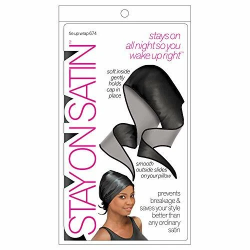Stay On Satin Hair Wrap Tie Up Womens Head Scarf for Sleeping Black | eBay