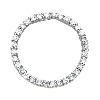 14K White Gold Journey Circle of Life Cubic Zirconia Pendant