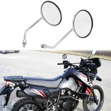 Motorcycle 10mm Retro Chrome Round Rear View Mirrors For Kawasaki KLR650 KLR250