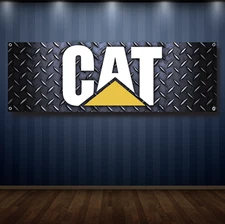 CAT 1' X 3' Garage Banner, 13oz Vinyl - FREE SHIPPING caterpillar shop garage