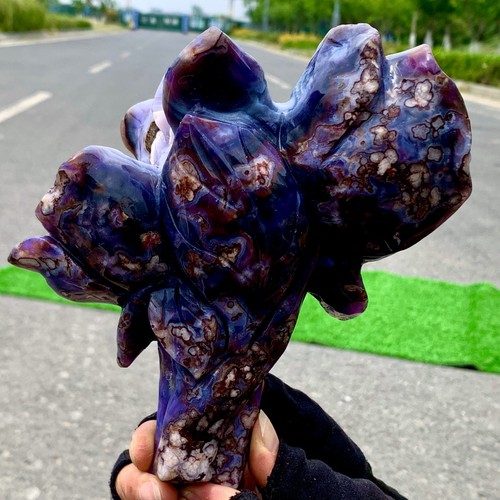 Cristallo di agata fiori di ciliegio blu naturale 2,97 libbre quarzo a forma di fiore guarigione - Foto 24 di 24