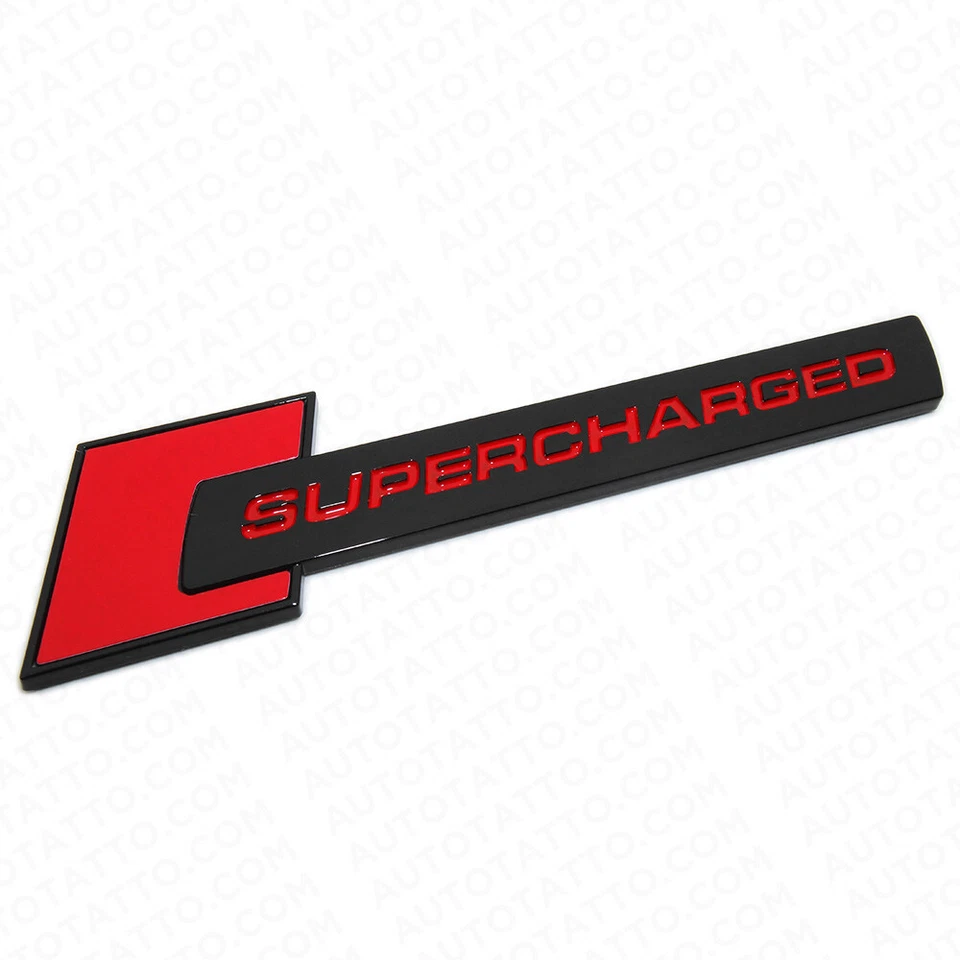 Audi Supercharged Side Fender Marker Nameplate Emblem Badge Decorate Black&Red - Image 2 of 4