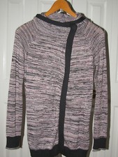 Ivivva Long Pink Gray Cotton Hoodie Cardigan Sweater 14 Girls