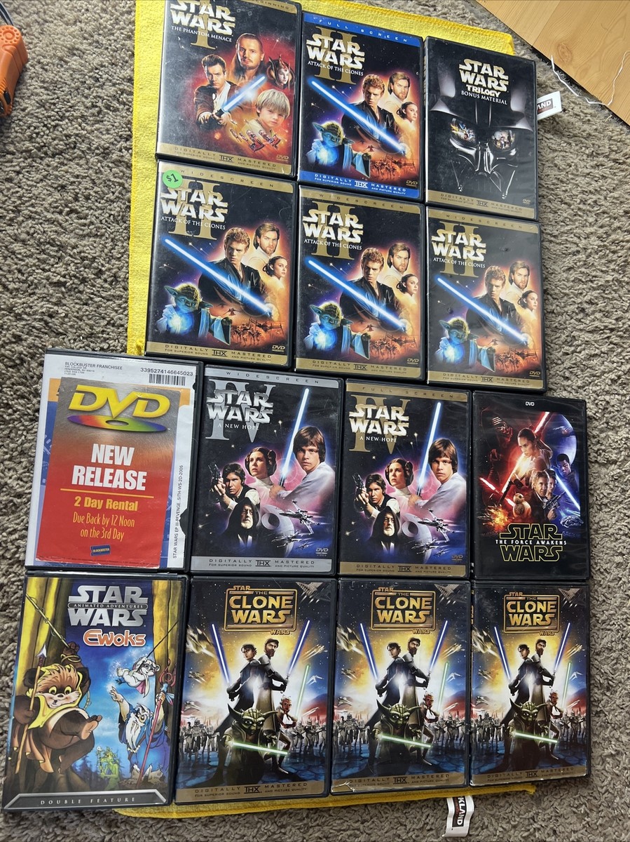 14+ Star Wars Dvd Movies I II III IV The force awakens Ewoks the clone Wars