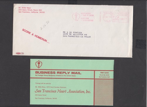 1972 SF Giants Willie Mays Heart Attack Prevention Letter, Envelope & Brochure - Picture 4 of 5