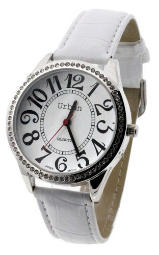 Urban Damen große silberne Diamant Zifferblatt PU Lederarmband Uhr japanischer Quarz - Bild 13 von 13
