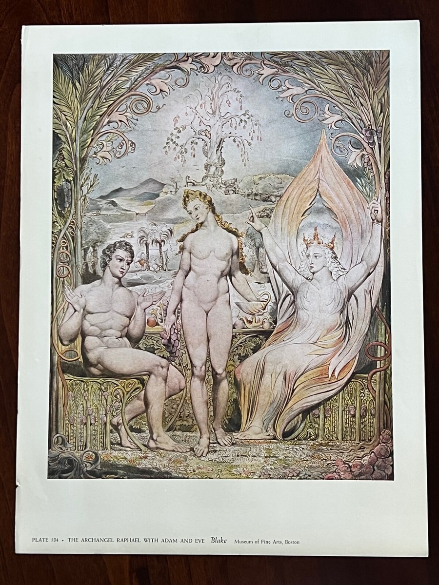 Vintage 1959 Blake “The Archangel Raphael with Adam and Eve Vintage 1959 Blake “The Archangel Raphael with Adam and Eve