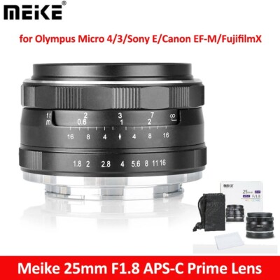 Meike 25mm f1.8 APS-C Large Aperture MF Lens for Sony E Canon EF-M Fuji XF M4/3