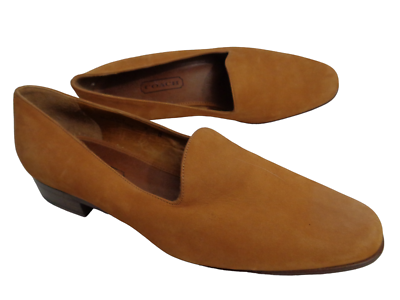 COACH US 9M Vintage Brown Nubuck Leather slip on Classic Loafer