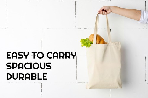 Tote Bags Bulk - 100% Cotton Reusable Shopping Bags - 6 & 12 Pack Grocery Bag... - Picture 6 of 7