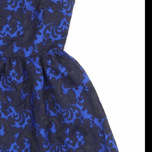 Glamorous donna blu geometrico poliestere vestibilità e svasata taglia XS cerniera collo rotondo - Foto 8 di 10