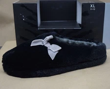 INC International Concepts Women's Slippers XL 11-12 Soft Black Faux Fur