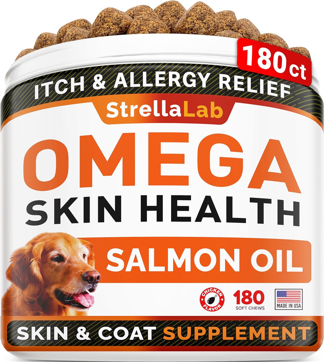 Omega 3 for Dogs - (180Ct) Fish Oil Treats - Allergy & Itch Relief  Skin&Coat Sup | eBay