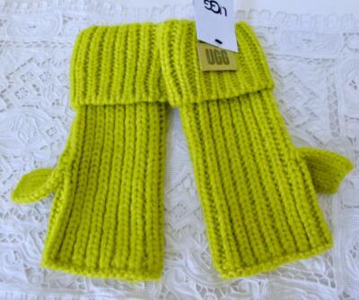 NEW UGG Fingerless Mitts Cuff Gloves Relish Green Acrylic Lime Green