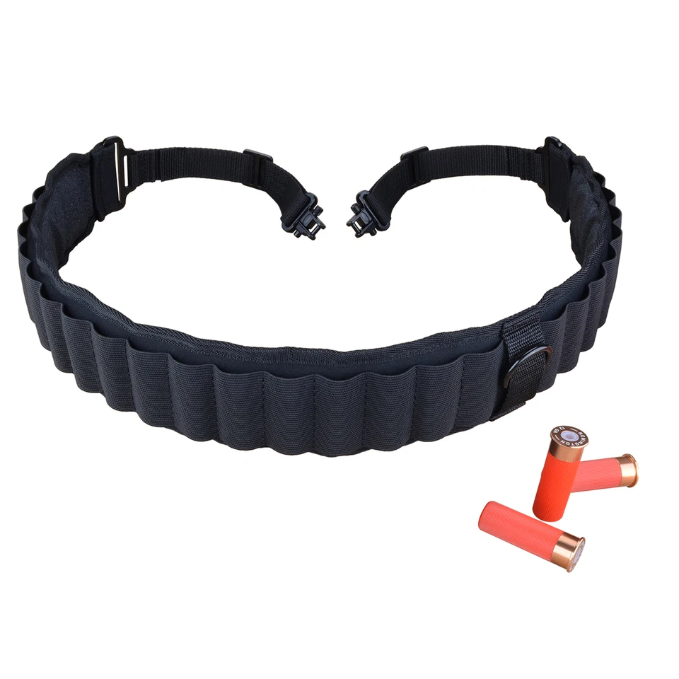 Black Shotgun Sling with 25 Shell Holder, 2 Point Non-Slip Adjustable Ammo Sling - Image 2 of 4