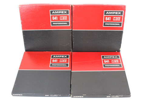 Ampex 641 Professional Used Blank Reel-to-Reel Tape Lot of (4) 7" Reels & Boxes