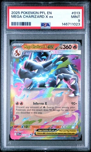 2025 POKEMON PFL EN-PHANTASMAL FLAMES #013 MEGA CHARIZARD X EX PSA 9