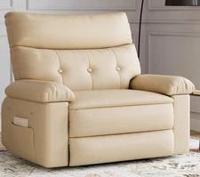 400lbs heavy duty Manual Oversized Recliner Chair Leather Thick Sponge Reclining