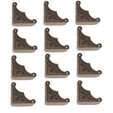 12 Pack Antique Bronze Corner Protectors Metal Edge Guards with Screws Set