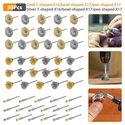 50-tlg Drahtbürsten Schleifbürsten Pinselbürste Für Dremel Schleifer Schaft 3mm