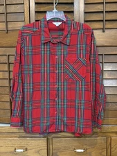 Women's Time and Tru Red Plaid Shirt Long Sleeve 16/18 XL