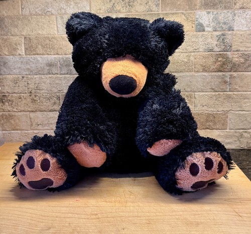 Toys R Us Black Bear Plush Stuffed Animal 24" Large Soft Teddy Bear 2016 EUC