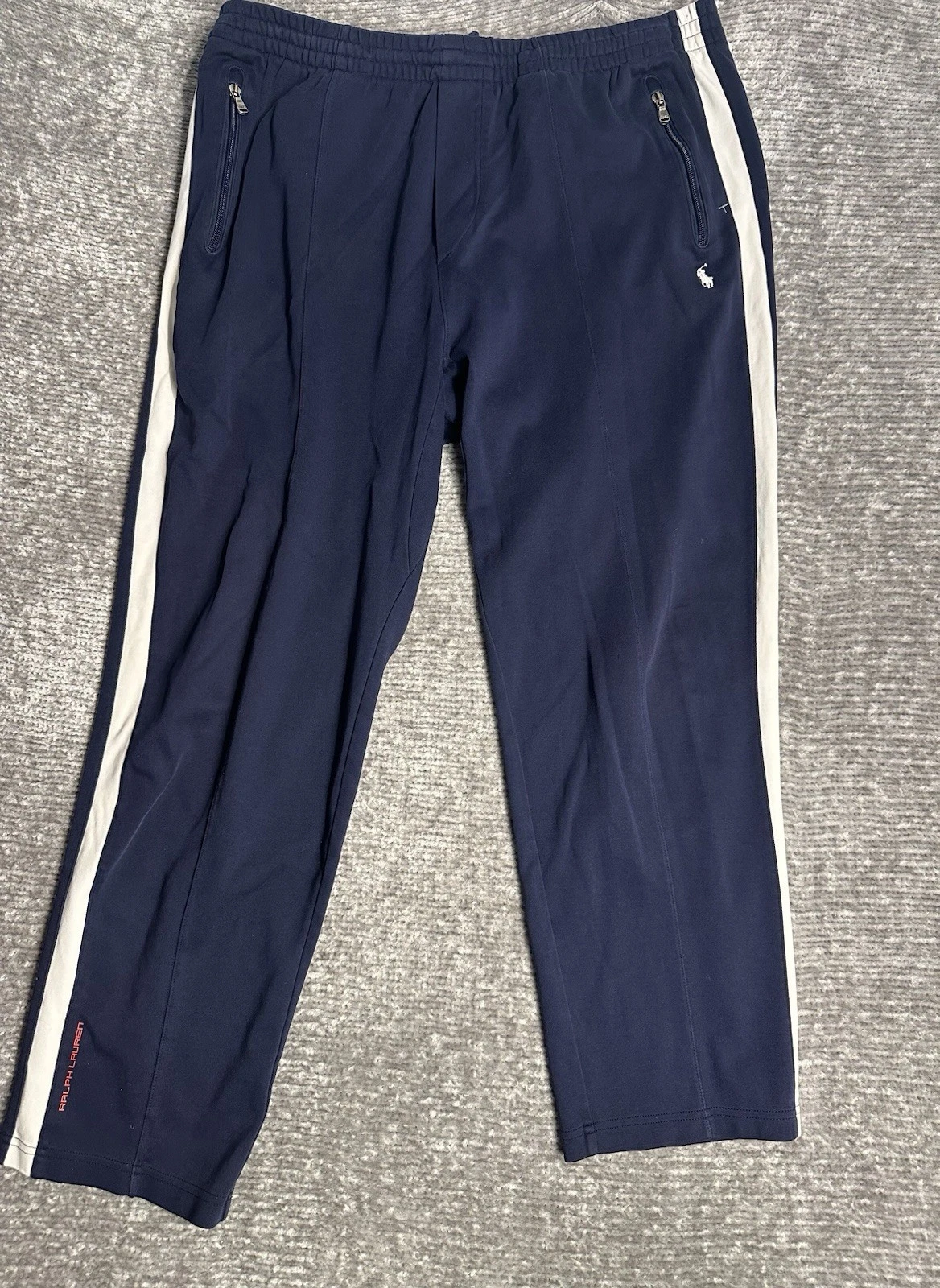 Polo Ralph Lauren Pants Mens XXL Navy Blue Side Stripe Sweatpants Joggers