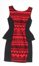 Quiz Women’s Red Black Bodycon Dress Size M Party Cocktail