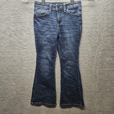 Jumping Beans Girl Sz 6 x 20 Inseam Medium Wash Snap Button Wide Leg Jeans 
