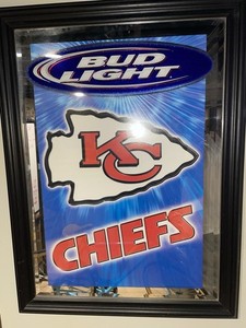 Bud Light Breweriana Mirror Kansas City Chiefs Collectible Bar Decor