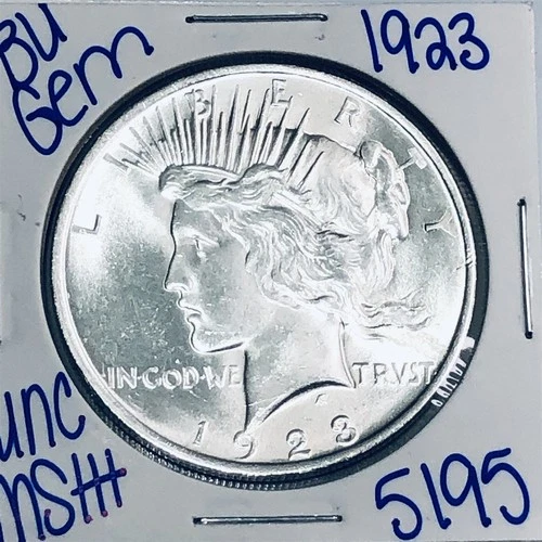 1923 BU UNCIRCULATED SILVER PEACE DOLLAR AUTHENTIC U.S. MINT FREE SHIPPING 5195