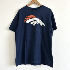 NFL Team Apparel Shirt Large Denver Broncos Peyton Manning 18 Short Sleeve Blue