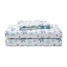 Eddie Bauer Queen Flannel Sheets Snowflake Blue Cotton Anti-Pilling Wrinkle Resi