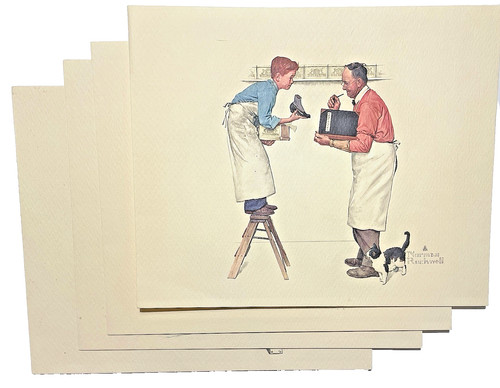 Norman Rockwell - A Helping Hand Series, Embossed Prints (Lot of 4)