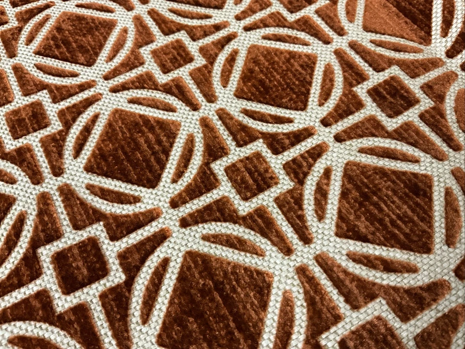 High End Designer Fabric Remnant Linen With Beautiful CopperColor Velvet Texture - Image 3 of 4