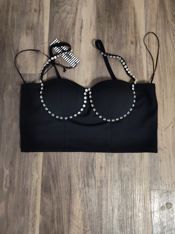 Haute Monde Women CROP Top Size Large Rimstone's On the straps too. Brand New