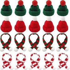 NSBELL 32PCS Mini Knit Hat Christmas Scarf Set Santa Hats for...