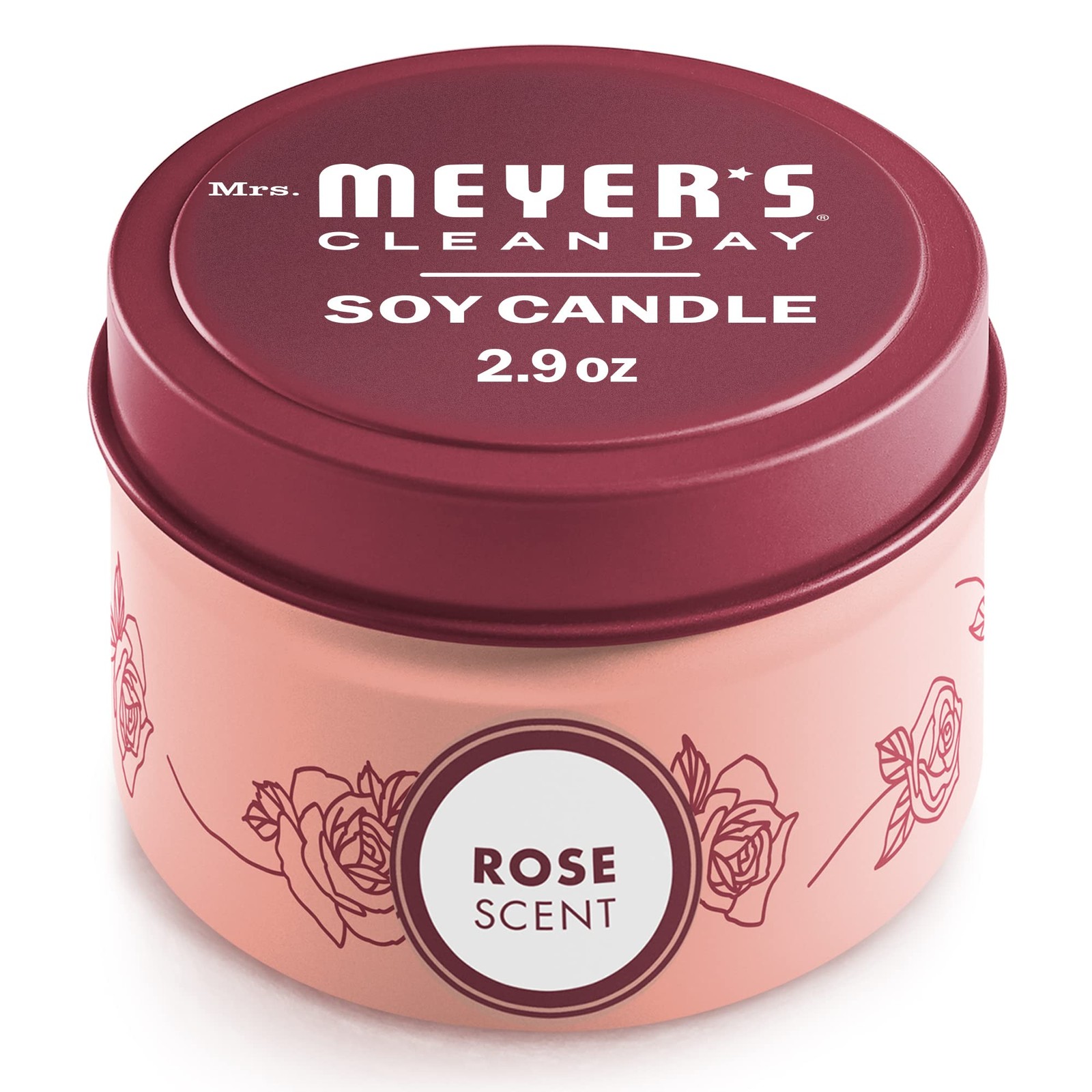 MRS. MEYER'S CLEAN DAY Soy Tin Candle, 12 Hour Burn Time, Made with Soy Wax and