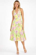 Lilly Pulitzer halter Sun dress Sz 10 White Label Vintage Floral Fit Flare
