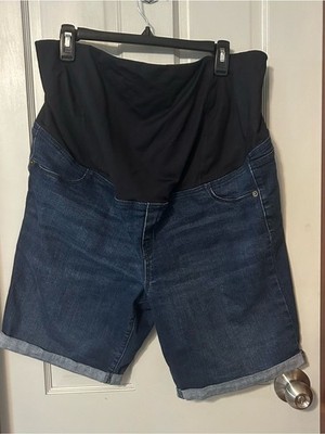 Isabel Maternity by Ingrid & Isabel Bermuda Shorts Blue Denim Pull-up Sz 18