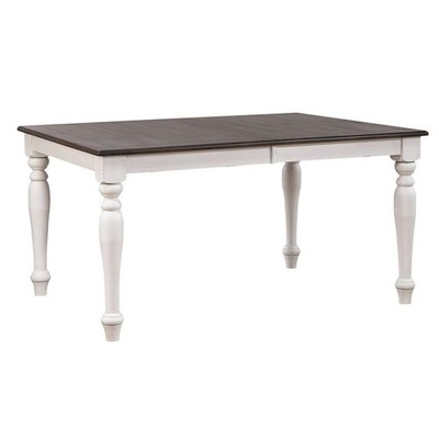French Chic 60-78-96'' Expandable Rectangular Dining Table Brown & White Wood