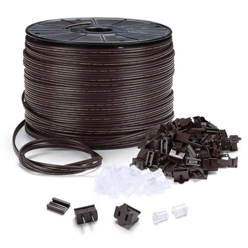 DELight SPT-1 Electrical Wire w/ 20Pcs Male/Female Plugs 18 AWG UL Listed  500Ft