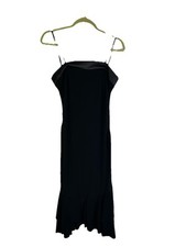 VTG Y2K Whimsigoth Dress Womens Medium Black Spaghetti Strap Slip Bias HOCO