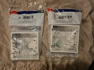 Leviton 2-Gang 1.89 in. Box Depth Surface Mount Back Box, White; Lot Of 2