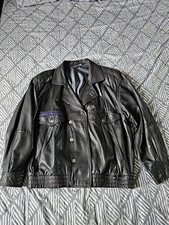 Genuine vintage Grosse BMW leather jacket ? XXL Shoulder Pads. Blue Under Collar