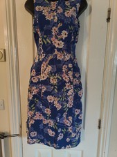 Phase Eight blue floral summer evening pencil wiggle party dress size 10