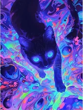 Diamond Art Kits for Adults, 5D Black Cat Diamond Painting Kits for Beginner, 